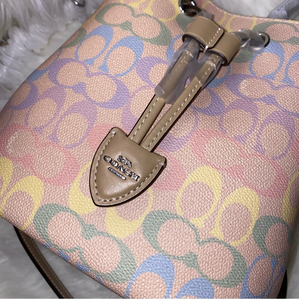 Coach Rowan Bucket Bag In Rainbow Signature Canvas New - Picture 4 of 13